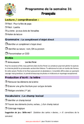 Semaine 31 - école à la maison IEF - Fiches  : 6ème Harmos