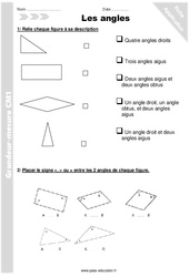 Angles - Exercices  : 7ème Harmos - PDF à imprimer