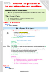 Trouver les questions et les opérations dans un problème - Fiche de préparation : 6ème Harmos - PDF à imprimer