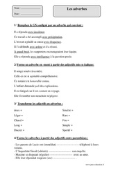 Adverbes - Fiche d’exercices avec correction : 7ème Harmos - PDF à imprimer