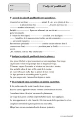 Adjectif qualificatif - Fiche d’exercices avec correction : 7ème Harmos - PDF à imprimer