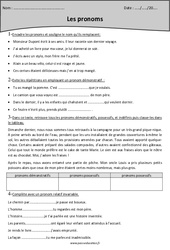 Pronoms - Exercices  : 7ème Harmos - PDF à imprimer