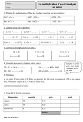 Multiplication d’un décimal par un entier - Exercices  : 7ème Harmos - PDF à imprimer