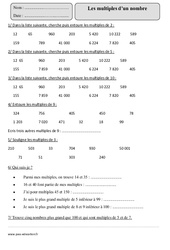 Multiples d'un nombre - Révisions avec correction : 7ème Harmos - PDF à imprimer