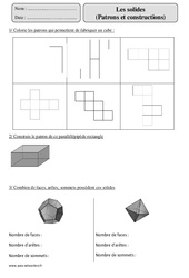 Solides - Patrons - Constructions - Révisions géométrie : 7ème Harmos - PDF à imprimer