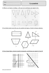 Symétrie - Exercices avec correction : 7ème Harmos - PDF à imprimer