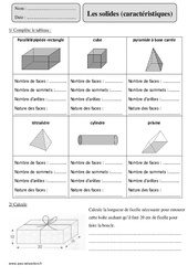 Solides - Exercices avec correction : 7ème Harmos - PDF à imprimer