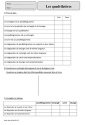 Quadrilatères - Exercices avec correction : 7ème Harmos - PDF à imprimer