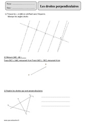 Droites perpendiculaires - Exercices  : 7ème Harmos - PDF à imprimer