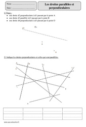 Droites parallèles - Droites perpendiculaires - Exercices avec correction : 7ème Harmos - PDF à imprimer