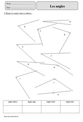 Angles - Révisions - Géométrie : 7ème Harmos - PDF à imprimer