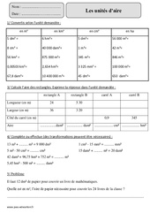 Unités d'aire - Exercices  : 7ème Harmos - PDF à imprimer