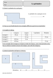 Périmètre du rectangle - Révisions  : 7ème Harmos - PDF à imprimer