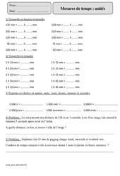 Unités - Mesures de temps - Exercices  : 7ème Harmos - PDF à imprimer