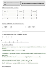 Ecrire, comparer et ranger les fractions - Révisions avec correction : 7ème Harmos - PDF à imprimer