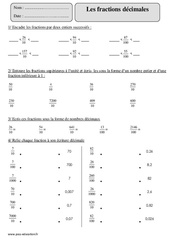 Fractions décimales - Exercices  : 7ème Harmos - PDF à imprimer