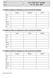 Verbes du 1er groupe en - cer, - ger, - guer - Révisions  : 6ème Harmos - PDF à imprimer