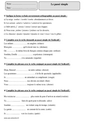 Passé simple - Exercices avec la correction : 6ème Harmos - PDF à imprimer