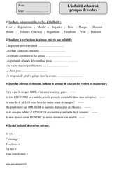 Infinitif - 3 groupes de verbes - Exercices avec la correction : 6ème Harmos - PDF à imprimer