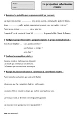 Proposition subordonnée relative - Révisions avec correction : 6ème Harmos - PDF à imprimer