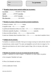 Pronoms - Exercices avec la correction : 6ème Harmos - PDF à imprimer