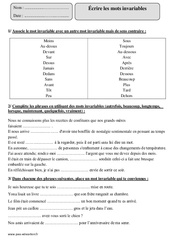 Mots invariables - Exercices avec correction : 6ème Harmos - PDF à imprimer