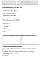 Familles de mots - Exercices  : 6ème Harmos - PDF à imprimer