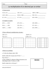 Multiplication d'un décimal  par un nombre entier - Révisions  : 6ème Harmos - PDF à imprimer