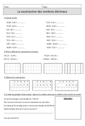 Soustraction des nombres décimaux - Révisions avec correction : 6ème Harmos - PDF à imprimer