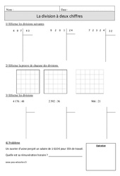 Division à 2 chiffres - Exercices avec correction : 6ème Harmos - PDF à imprimer