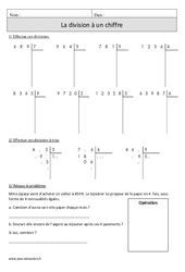 Division à 1 chiffre + sens - Exercices  : 6ème Harmos - PDF à imprimer