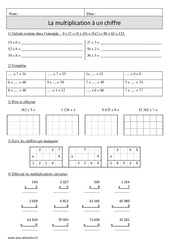 Multiplication à 1 chiffre + sens - Révisions avec correction : 6ème Harmos - PDF à imprimer