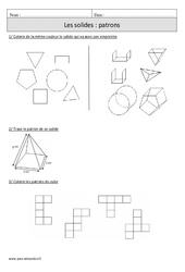 Solides - Patrons - Exercices  : 6ème Harmos - PDF à imprimer