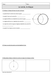 Cercle - Disque - Exercices avec correction : 6ème Harmos - PDF à imprimer