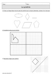 Symétrie - Exercices avec correction : 6ème Harmos - PDF à imprimer