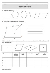 Quadrilatères - Exercices avec correction : 6ème Harmos - PDF à imprimer