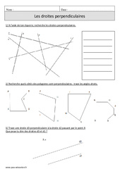 Equerre - Droites perpendiculaires - Exercices avec correction : 6ème Harmos - PDF à imprimer