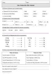 Les mesures - Exercices  : 6ème Harmos - PDF à imprimer