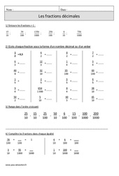 Fractions décimales - Révisions  : 6ème Harmos - PDF à imprimer