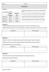 Mesures de temps - Problèmes - Exercices  : 6ème Harmos - PDF à imprimer