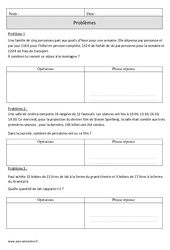 Multiplicatifs - Problèmes - Révisions  : 6ème Harmos - PDF à imprimer