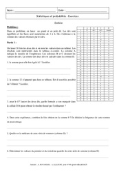 Statistiques et probabilités - Exercices - Synthèse : 11ème Harmos - PDF à imprimer