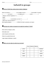 Infinitif - Groupe - Révisions  : 5ème Harmos - PDF à imprimer