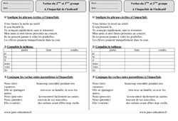 Imparfait - 2ème et  groupe - Exercices  : 5ème Harmos - PDF à imprimer