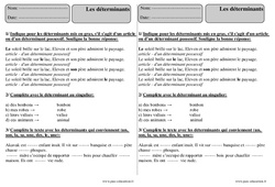 Déterminants - Révisions avec correction : 5ème Harmos - PDF à imprimer