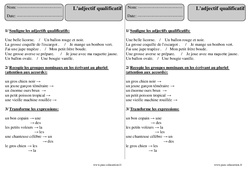 Adjectif qualificatif - Révisions : 5ème Harmos - PDF à imprimer