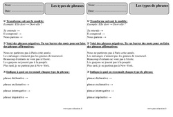 Types de phrases - Révisions avec correction : 5ème Harmos - PDF à imprimer