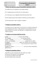 Proposition subordonnée relative - Exercices  : 6ème Harmos - PDF à imprimer