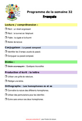 Semaine 32 - école à la maison IEF - Fiches  : 6ème Harmos