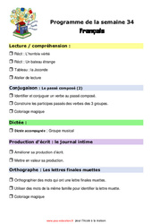 Semaine 34 - école à la maison IEF - Fiches  : 6ème Harmos